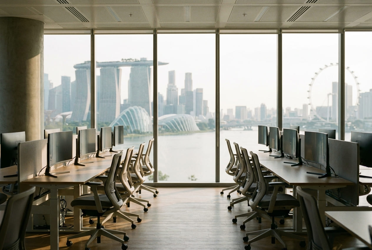 Crypto License Asia Singapore headquarters interior at 6 Raffles Quay
